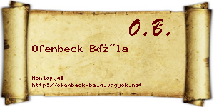 Ofenbeck Béla névjegykártya
